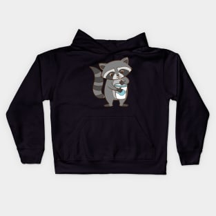 Raccoon with milkshake. Kids Hoodie